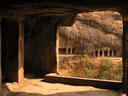 The caves at Ellora have Buddhist, Jain, and Hindu shrines of much larger scale than those at Ajanta.